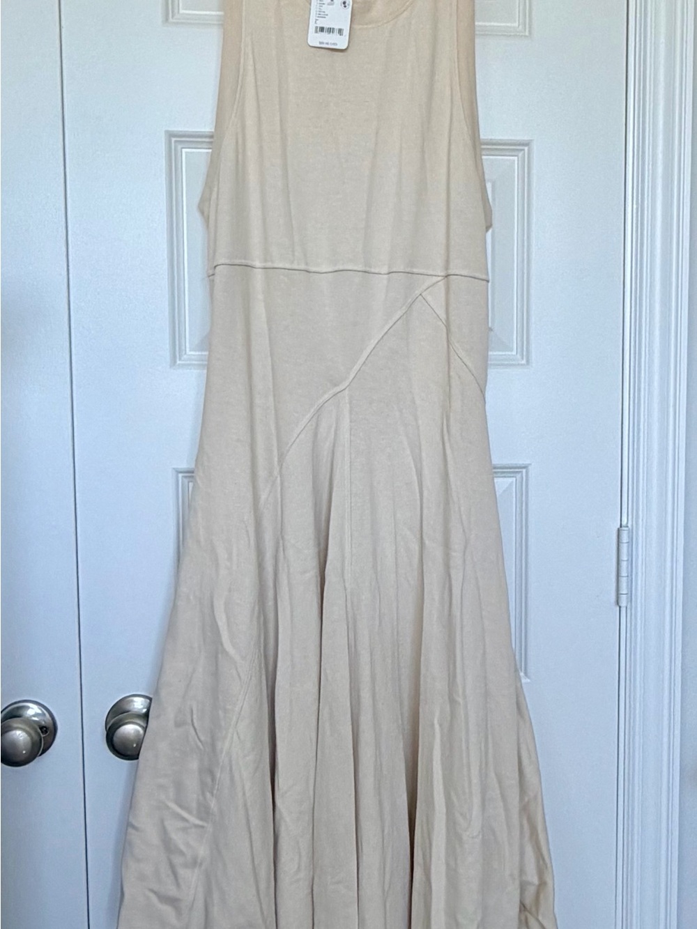 Sleeveless Cream Maxi Dress with Panel Seams